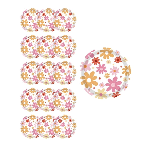 B Pack Of 16 Sunflower Floral Theme Party Tableware Disposable Paper Plates 9Inches Dinner Plates For Holiday Parties And Family Gatherings