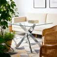 thumbnail image 1 of 90cm Square Glass Dining Table with Chrome Legs - Modern Dining Table, 1 of 8