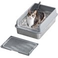 thumbnail image 4 of OUYAWEI 38L Deep Stainless Steel Cat Litter Box with Lid, Large Litter Box for Big Cats Non-Stick Stainless Steel Cat Boxes with Double Layer Litter Mat and Scoop, Easy to Clean,Gray, 4 of 6