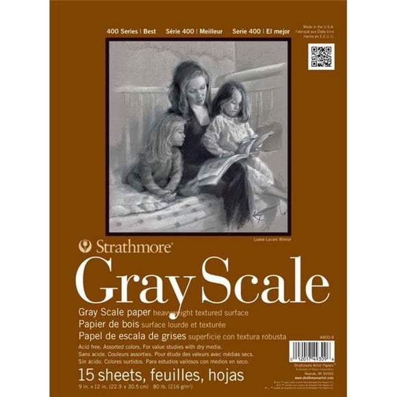 Strathmore ST4400-12 12 in. x 18 in. 400 Series Glue Bound Gray Scale Pad - 15 Sheets
