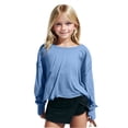 thumbnail image 2 of Plebaso Girls Workout Tops Long/Short Sleeve Open Back Shirts Kids Athletic Running Cropped Tees Tops, 2 of 7