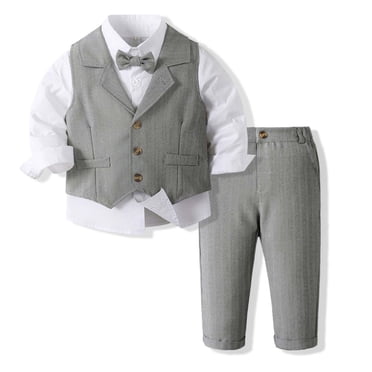 TBWNWG Ensembles et Ensembles pour Garçons - Chemise Habillée, Gilet, Pantalon et Nœud Papillon Formels pour Tout-Petits à Enfants, Costume pour 18 Mois à 7 Ans, Taille 18-24 Mois