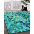 thumbnail image 3 of Ahgly Company Tapis d'Intérieur Lavable à la Machine, Carré, Transitionnel, Vert Cyan Foncé, Tapis de Zone, 5 Pieds Carré, 3 of 7