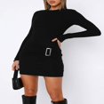 thumbnail image 2 of Metal Twist Sweater Dress with Long Sleeve Bodycon Fit, 2 of 5
