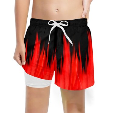 TIWEKE Boys Fashion Swim Trunks Comfortable Casual Shorts with Compression Liner Stretchable Design for Active and Pool Activities,Size 14-16 Years