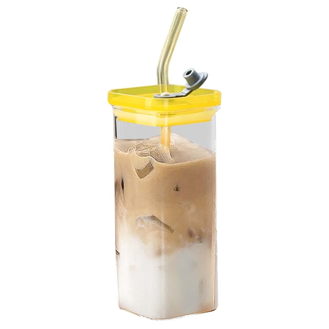Ohufall 350ml High-Appearance Glass Coffee Tumbler - Suitable For Milk Tea & Coffee