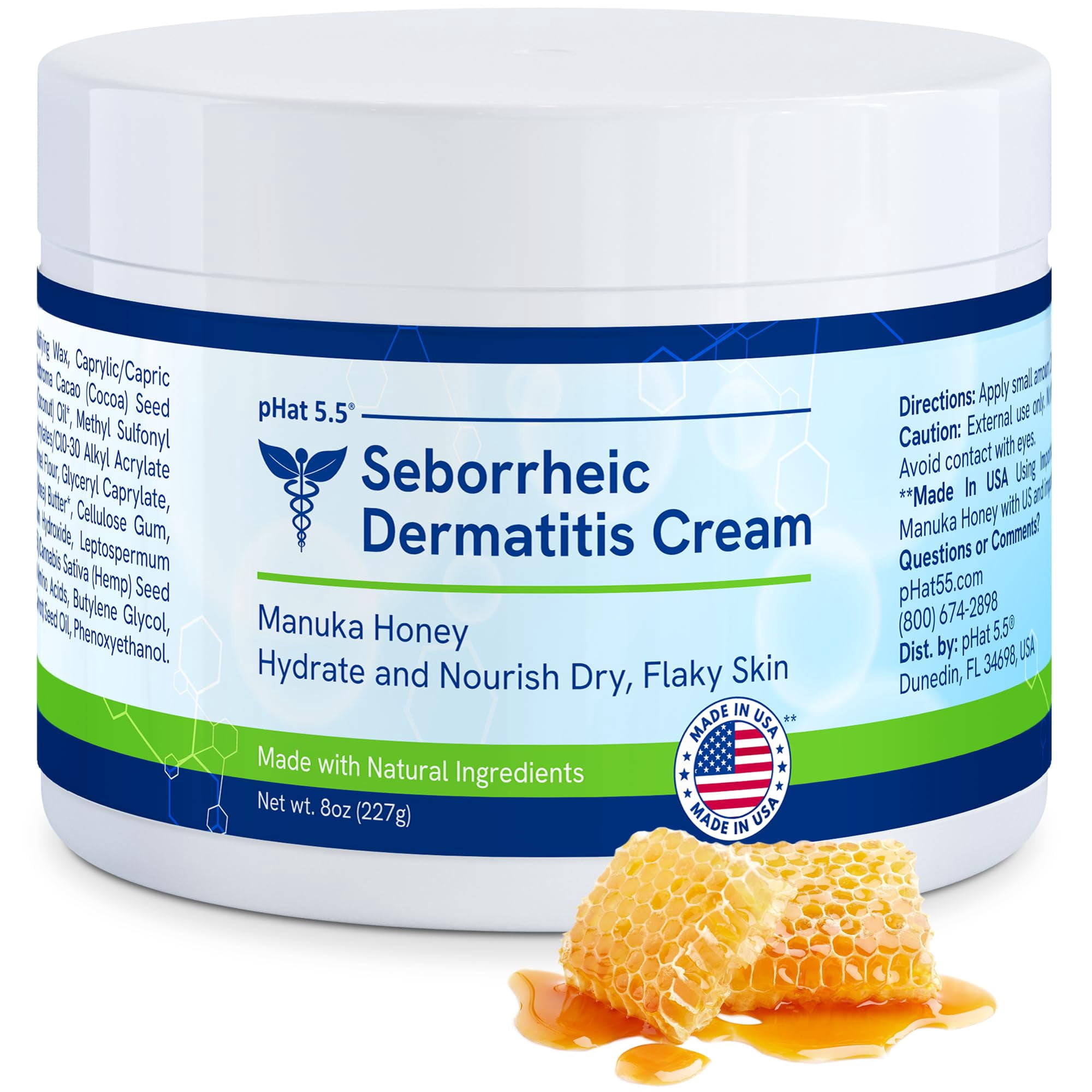 pHat 5.5 Seborrheic dermatitis Moisturizing Cream & Face Lotion for Women - Soothing Redness for Face & Body Cream - Hydrating Face Cream for Dry Skin & Anti Itch Lotion (8oz)