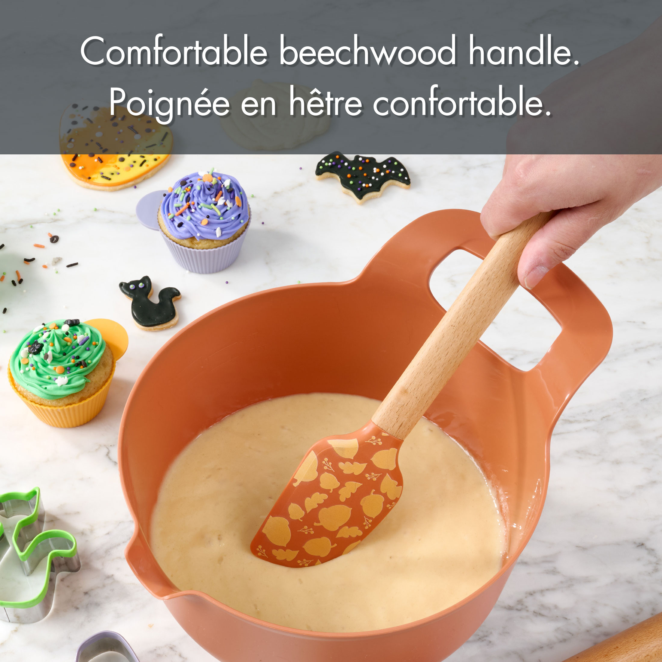 Tout-pour-célébrer spatule silicone 12", noisettes orange
