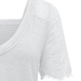 thumbnail image 5 of Mode Femmes T-shirt à Manches Courtes en Dentelle à Plumes Col en V, 5 of 5