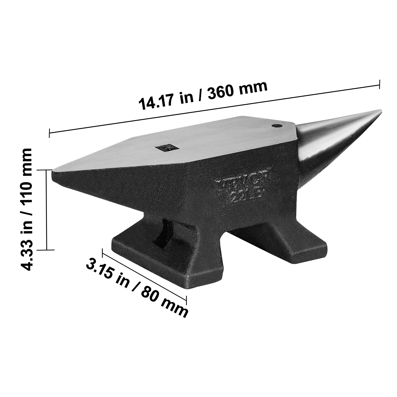VEVOR Single Horn Anvil, 22Lbs Cast Steel Anvil, High Hardness