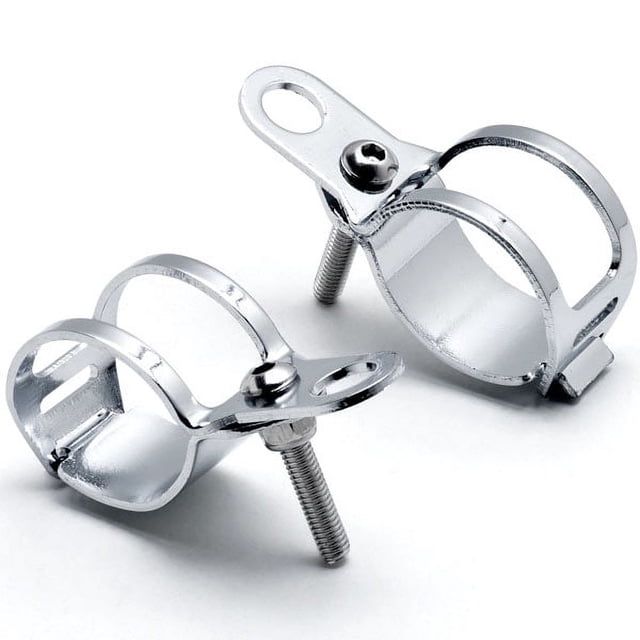 Krator Chrome Turn Signal Mount Brackets Fork Ears 30-37mm Compatible with Harley Davidson Street Glide