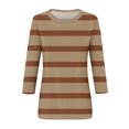 thumbnail image 5 of Annhoo Hauts d'Automne pour Femmes 2025 Mode Manches 3/4 Col Ras du Cou Chandails à Enfiler Chemises Décontractées Confort Blouses à Rayures Imprimées, 5 of 5