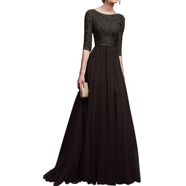 Robe Longue Élégante en Mousseline pour Femme, Robe de Soirée Formelle (Blanc P)