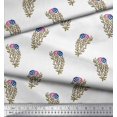 thumbnail image 3 of Soimoi Rayon Fabric Leaves & Floral Block Printed Fabric 1 Yard 42 Inch Wide, 3 of 3