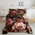 thumbnail image 1 of YST Red Peony Comforter Set Queen Size,Retro Floral Down Comforter For Girls Teens,Spring Rustic Garden Bedding Set,Oil Painting Style Quilt Set 1 Comforter with 2 Pillow Cases,Lightweight, 1 of 5