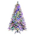 thumbnail image 1 of Costway 6 FT Pre-Lit Snow Flocked Christmas Tree Hinged Xmas Tree with 8 Modes 240 Lights, 1 of 10