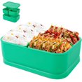 thumbnail image 1 of Silicone Bento Box with 3 Removable Compartments Portable Silicone Lunch Box Leakproof Bento Snack Box Food Grade Bento Lunch Box Dishwasher Safe for Kids Office School, 1 of 9
