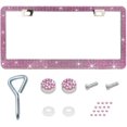 thumbnail image 2 of MesaSe License Plate Frame  Sparkly License Plate Tag Cover with Multifaceted Rhinestones  Stainless Steel Crystal  License Plate Holder for Universal Exterior Car Accessories  Leopard Pr, 2 of 7