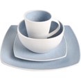 thumbnail image 3 of Gibson Elite Soho Lounge 16 Piece Square Stoneware Dinnerware Set, Matte Blue & White, 3 of 6