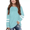 thumbnail image 2 of WEIYLL T-Shirts à Manches Longues pour Filles, Poignets, Col Ras du Cou, Patchwork, Chauds, Doux, Hauts de Sport pour 7-8 Ans, 2 of 5