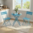 thumbnail image 4 of Gaderth Ensemble Bistro Pliant de Patio 3 Pcs, Table Bistro Extérieure en Métal et Chaises avec Table Ronde, Mobilier de Patio Compact pour Balcon, Véranda, Terrasse, Jardin, Appartement et Petits Espaces, 4 of 7