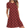 thumbnail image 1 of Weiqiqre Robes pour Femmes Été Décontractées à Manches Courtes Col Ras du Cou Robes T-Shirt Amples Évasées Mini avec Poches, 1 of 5