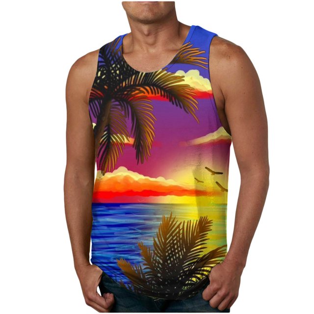 Birdeem Nouveau Débardeur Décontracté Mode Homme Été Floral Hawaïen Imprimé Sport Col Rond