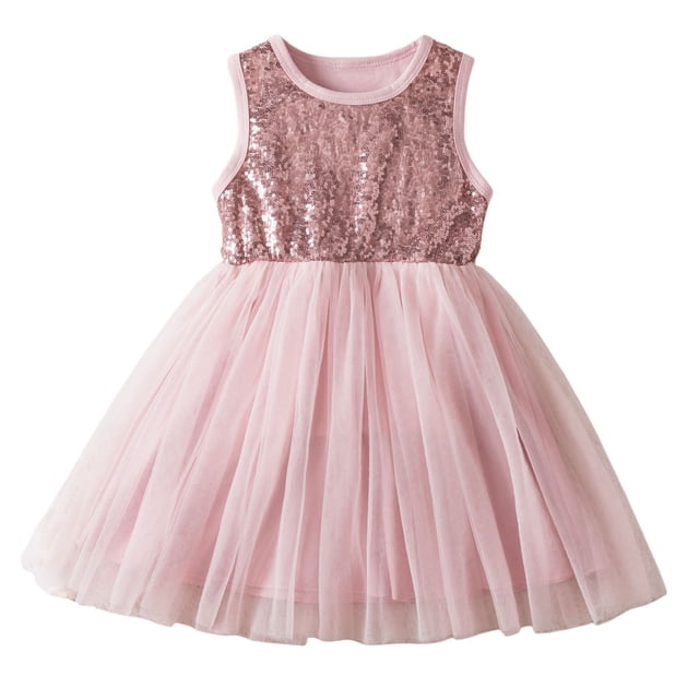 WEAIXIMIUNG Robes Ado Été Courtes Tout-Petits Filles Sans Manches Imprimés Robe Danse Fête Robes Vêtements 5-6 Ans