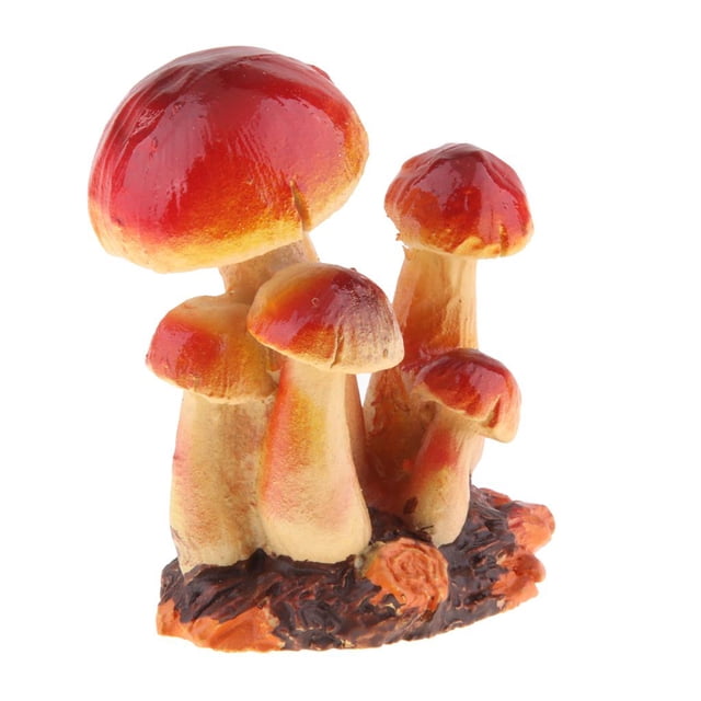 DOLITY Figurine Mini Champignon Maison Jardin Féerique Terrarium Déco Jaune Rouge B