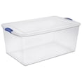 thumbnail image 1 of Sterilite 99 Liter Latch Box, Clear Plastic Storage Bin with Lid, Blue Latch, 1 of 6