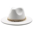 thumbnail image 1 of Hat Big Chain Wide Brim Autumn Winter Sun Protection All Match Felt Cap for Daily Wear, 1 of 10