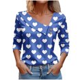 thumbnail image 1 of FAIWAD Hauts Tendance pour Femmes à Col en V, Chemises à Manches Longues Boutonnées, Imprimé de Cœurs, Tunique Ajustée Décontractée, 1 of 3