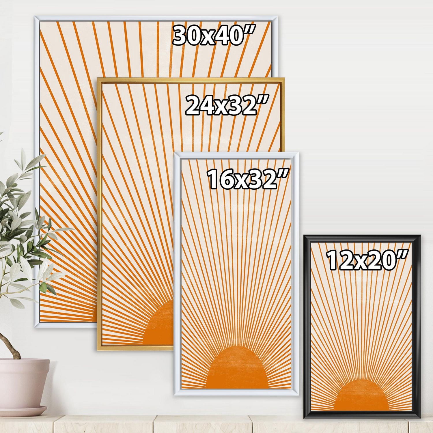 Designart Imprimé soleil orange III ART MURAL À CADRE FLOTTÉ