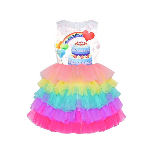 Girls Dress Birthday Princess Ruffle Dress Cake Love Heart Gift 3 Years
