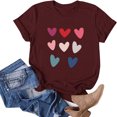 thumbnail image 1 of TIMIFIS T-Shirts à Manches Courtes de la Saint-Valentin pour Femmes Mode Décontractée Col Rond T-Shirt Imprimé Cœur d'Amour T-Shirt d'Été Ample Col Rond T-Shirts, 1 of 4