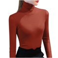 thumbnail image 1 of Besolor Womens Turtleneck Long Sleeve Tops Slim Fitted Basic Shirts Plus Size Solid Color Going out Tees Tights, 1 of 3
