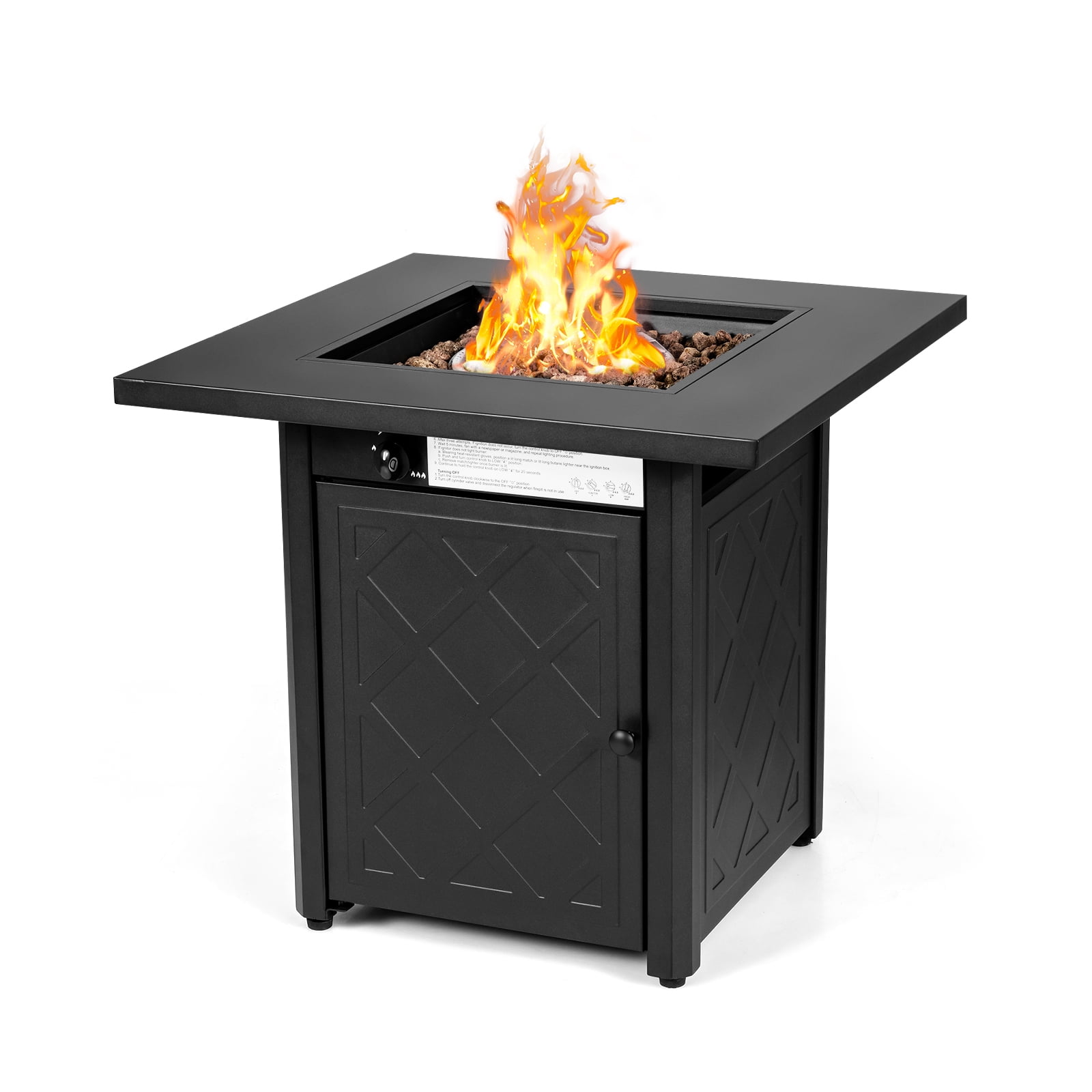 Patiojoy 28" Gas Fire Pit Table, 50,000 BTU Auto-Ignition Propane Fire Pit Table, Outdoor Fire Table with Lid Suitable Black