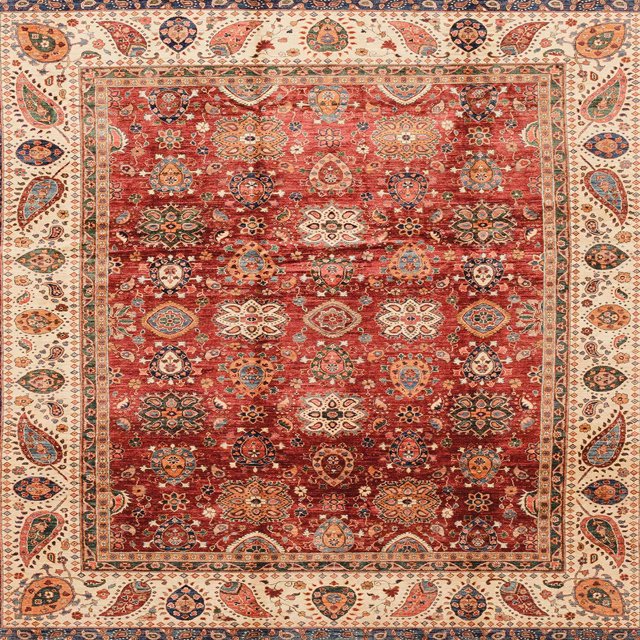 Ahgly Company Tapis d'Intérieur Carrés Abstraits Rouges Abstraits pour Aire, 7 Pieds Carré