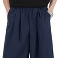 thumbnail image 4 of WRKEKC Casual Pants for Men Casual Pocket Drawstring Solid Color Elastic Waist Side Drawstring Cropped Pants for Daily Casual Outings Lounge Comfortable Wear, 4 of 6