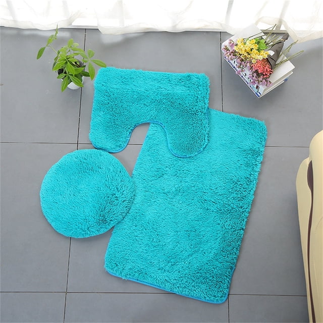 Yhmxh Bathroom Rugs 3pc Bathroom Set Rug Mat Toilet Lid Cover Plain Color Bathmats Living Room Rug Bath Mat for Home and Kitchen Bathroom