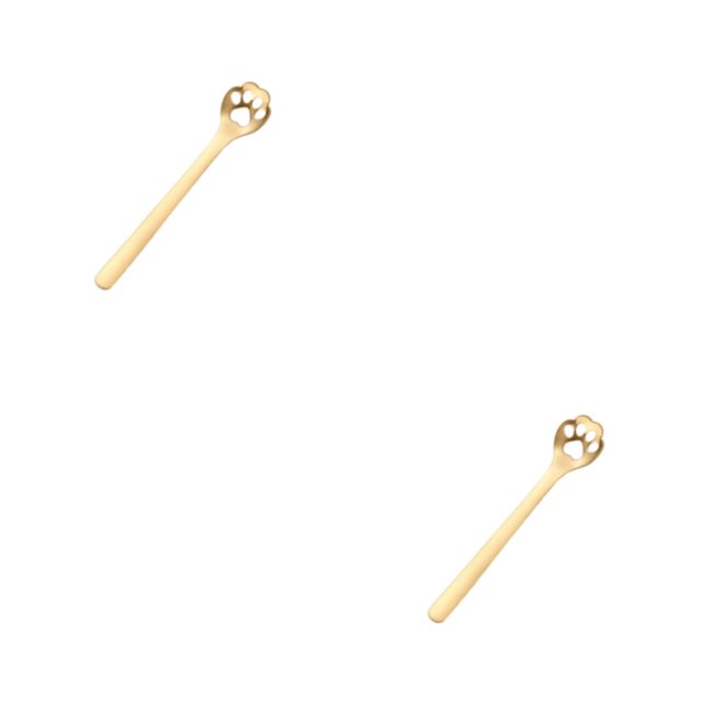 Redempat Cute Tea Spoon Exquisite Stainless Steel Spoon For Tea Drinking Teaware Cat's Claw gold 1 2Set