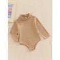 thumbnail image 3 of FOCUSNORM Barboteuse de Printemps pour Bébé Couleur Unie Manches Longues Col Roulé Combinaison Extensible pour Garçons Filles, 3 of 9