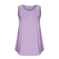 thumbnail image 4 of Dealovy Débardeurs Grande Taille pour Femmes Décontracté Sans Manches Col Rond Boutons Froncés Couleur Unie T-Shirts Amples Fluides, 4 of 5