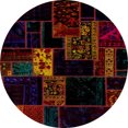 thumbnail image 1 of Ahgly Company Tapis d'Intérieur Rond Abstrait Rouge Brun Patchwork, 6 Pieds Rond, 1 of 6