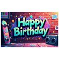 thumbnail image 2 of Colorful Happy Birthday Backdrop Banner Graffiti Wall Style Decorations Party Supplies Background Photography Props Birthday Party Decor Celebration, 2 of 4