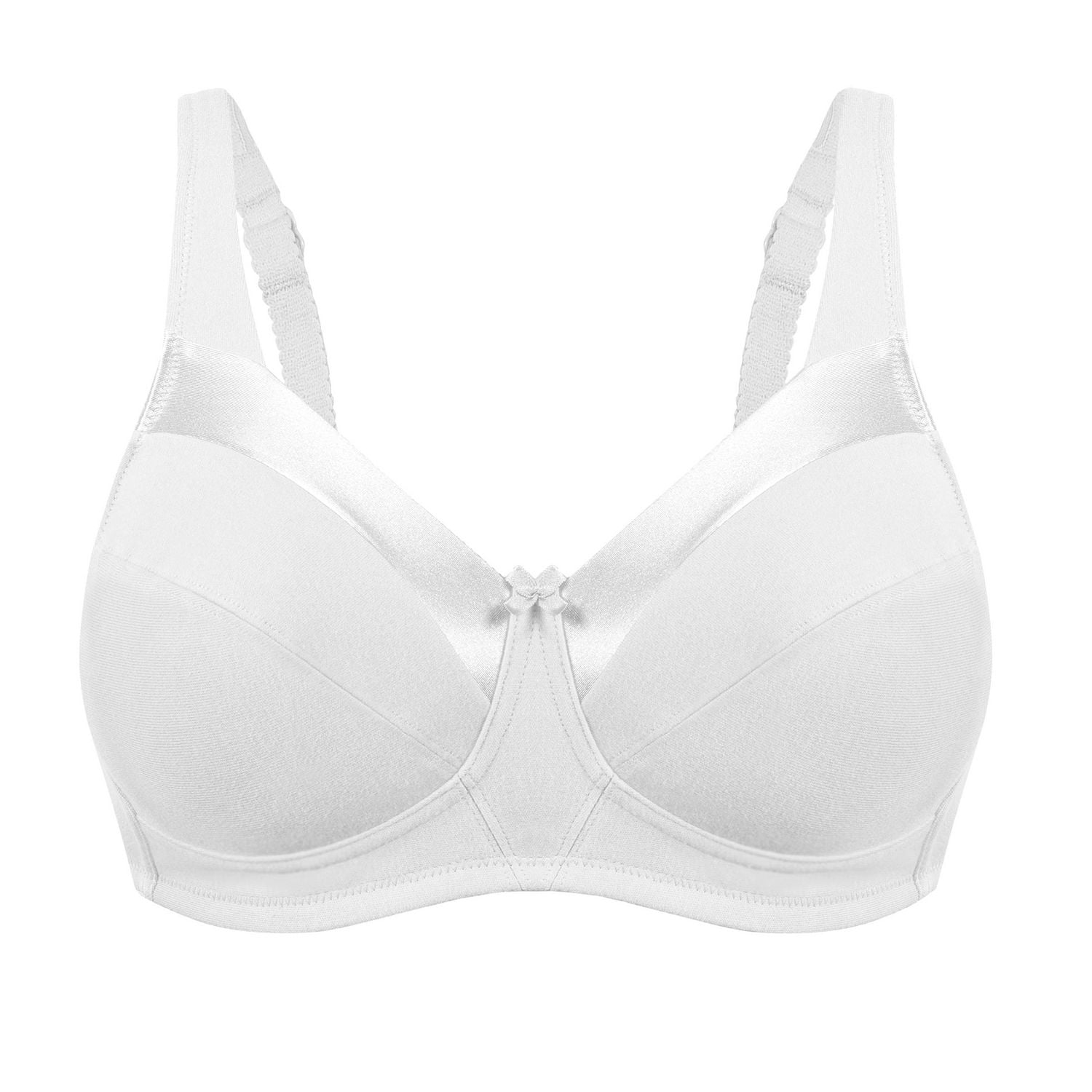Bestform 9706715 Satin Trim Wireless Cotton Bra with Unlined Cups