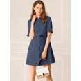 thumbnail image 2 of INSPIRE CHIC Women's Casual Short Sleeve Solid Color Button Down Shirt Dress, 2 of 6