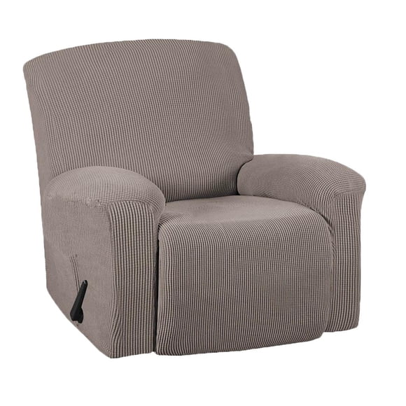 1 piece Recliner Stretch Slipcover, Sofa Cover, Furniture with Elastic Bottom Jacquard Spandex Stretch Slipcover for Recliner Light Brown