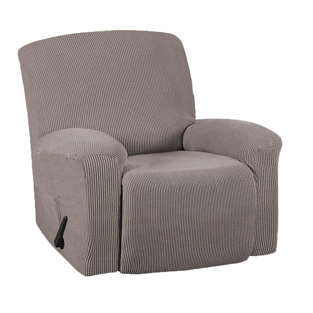 1 Pce Housse Extensible pour Fauteuil Inclinable en Brun Pâle, Conçue pour les Fauteuils Inclinables. Fabriquée en Tissu jacquard 95 % polyester et 5 % Élasthanne, Elle Présente un Bas Élastique pour un Ajustement Serré. la Housse Comprend des Bâtons de Mousse pour un placement Sécurisé et une Poche pour Plus de Commodité. Convient aux Fauteuils Inclinables avec dimensions : Largeur 26-34 Pouces, Hauteur du Dossier 29-37 Pouces et Longueur de la Chaise 24-37 Pouces. Protège les Meubles des Poils d'Animaux, des Taches et de la Saleté, et Est