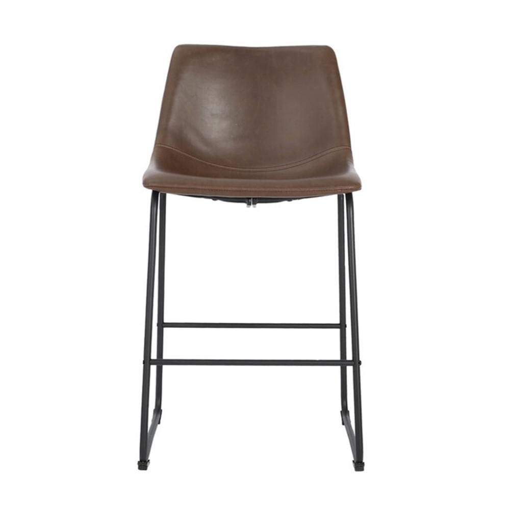 TABOURET LANDON 30" avec cuir PU et structure en acier thermolaqué noir mat ENSEMBLE DE 2